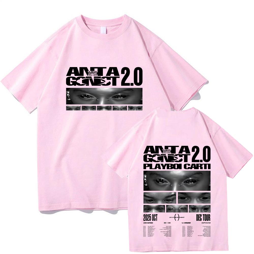 Rapper Playboi Carti Antagonist Tour T-shirts Mens Clothing Hip Hop 90s Vintage T Shirts Male Casual Cotton Streetwear