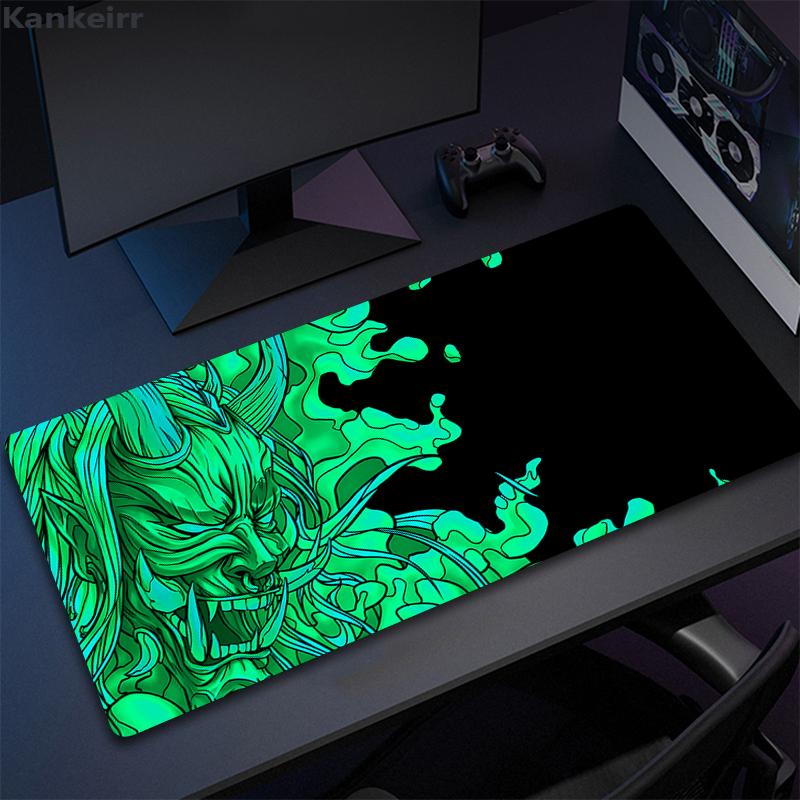 Game Mouse Pad Japanese Samurai Devil Mousepad Black Ghost Face Gamer Deskmat Mousepads Carpet Accessories Big Table Mat x