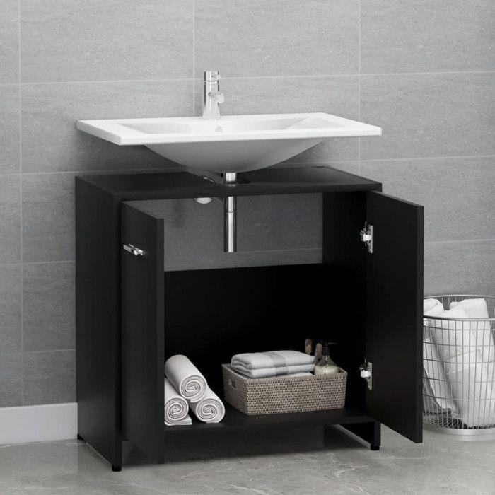VidaXL Bathroom Cabinet Black 60x33x61 Cm Chipboard