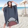 Funny Shark Flat Print Hooded Beach Towel Quick Dry Surf Poncho Changing Robe for Women Adult Swimming Travel Pool Bath Mat