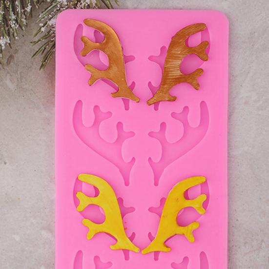 Forma Silikonowa na Masa Cukrową Róg Renifera Silikon Spożywczy Narzędzie do Dekoracji Czekolady Świąteczna Forma do Pieczenia na Dekorację Tortu i Deseru