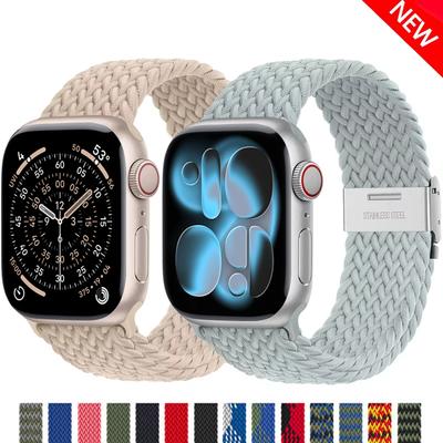 Geflochtene Solo-Schlaufe Armband für Apple Watch Band 44mm 40mm 45mm 41mm 46mm 49mm correa bracelet iWatch Serie se 8 9 ultra 2 3 10 11