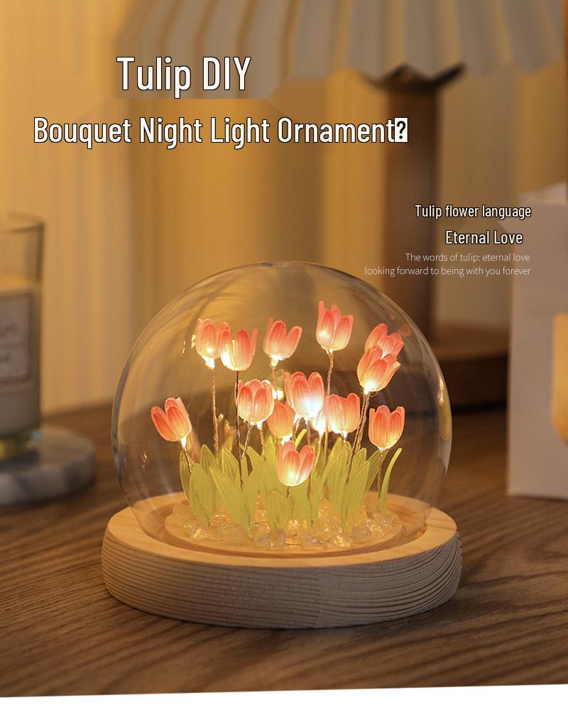 DIY Tulip LED Night Light Kit - Handmade Bedroom Ornament for Qixi Festival or Birthday Gift