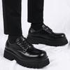 2025 New Men's Shoes Trendy Brand High-end Big Head Leather Shoes Black Low-top Martin Shoes Casual Platform Derby Shoes