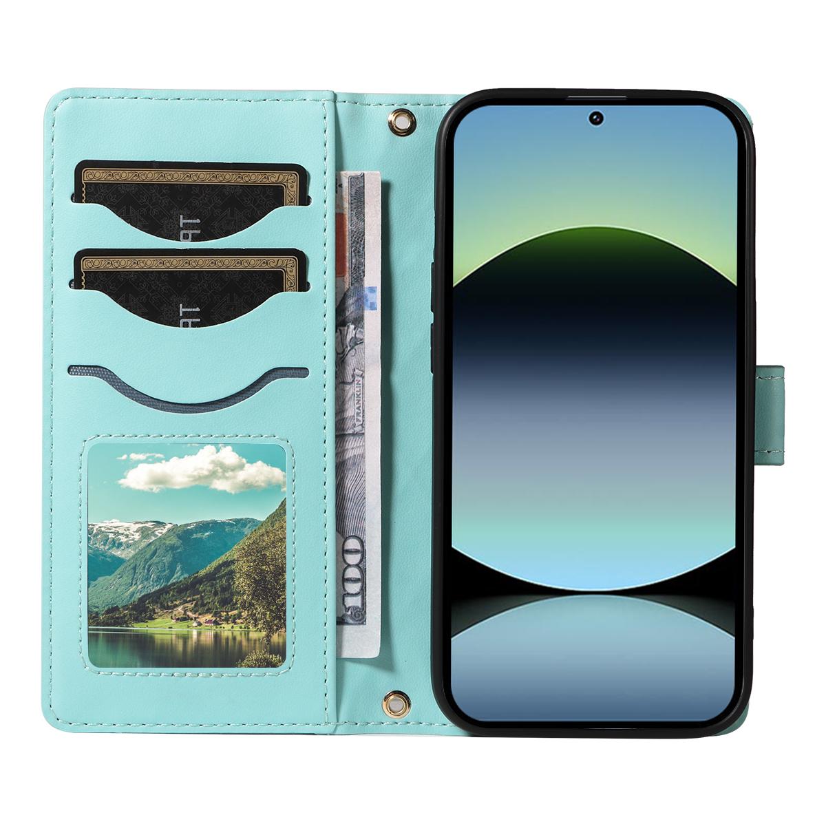 

For Xiaomi Redmi Note 14S 4G/Xiaomi Poco M6 Pro 4G/Xiaomi Redmi Note 13 Pro 4G Wallet Case Rhombus Leather Phone Cover with Strap Rose Gold