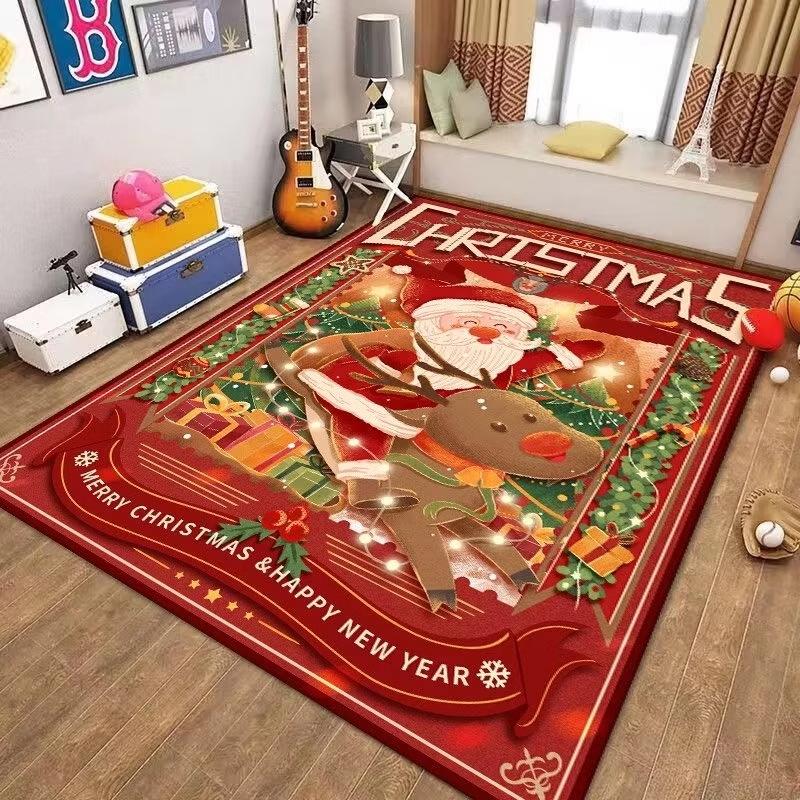 Christmas Large Size Rugs For Living Room, Bedroom, Side Of Bed, Balustrade, Slip-Resistant Foot For Home Decoration