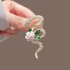 Women's snake-wrapped camellia brooch