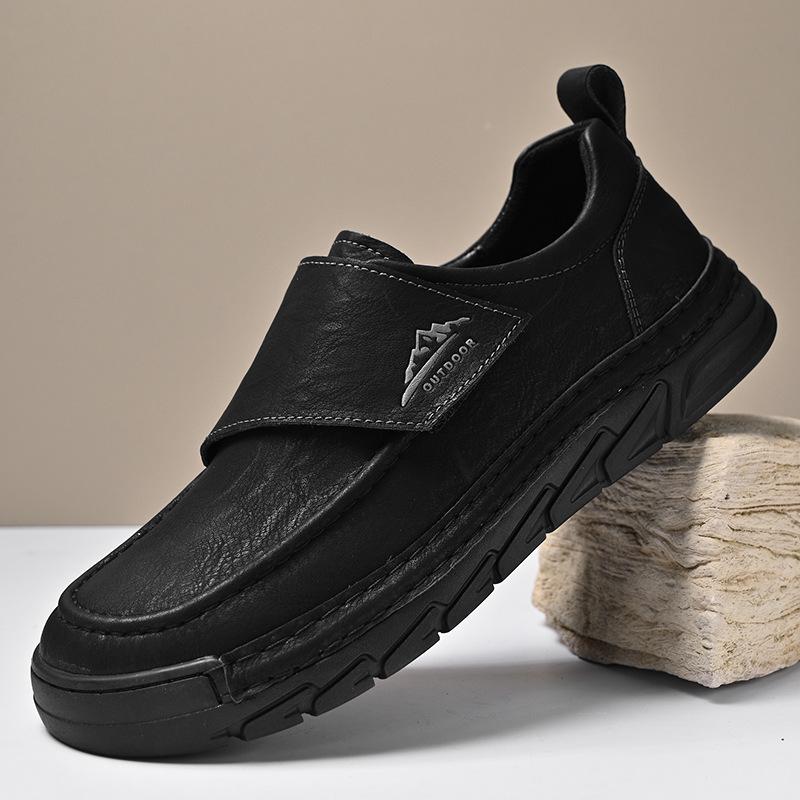 Popular Hand-stitched Men's Shoes Autumn and Winter Casual Shoes One-pedal Men's Leather Shoes Low-top Large-size Dad Shoes