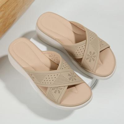 Sandali a ciabatta da donna Slip-on Punta aperta Eleganti Sandali piatti estivi Supporto per arco plantare Cinghie regolabili Comode Scarpe da passeggio da spiaggia