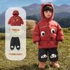 Kaka Panda Jungen Kapuzenjacke & Plüschgefütterte Hose Set - Warme Winterkleidung für Kinder