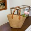 Large capacity grass woven bag new bucket bag beach seaside vacation shoulder armpit tote bag