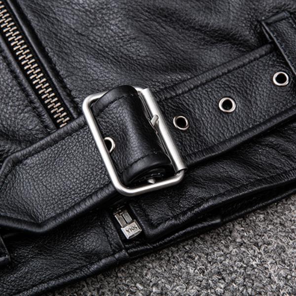 Klasyczne kurtki motocyklowe z ukośnym zamkiem błyskawicznym, męskie, skórzane, naturalna skóra cielęca, gruba, cienka, szczupła, motocyklowa kurtka męska