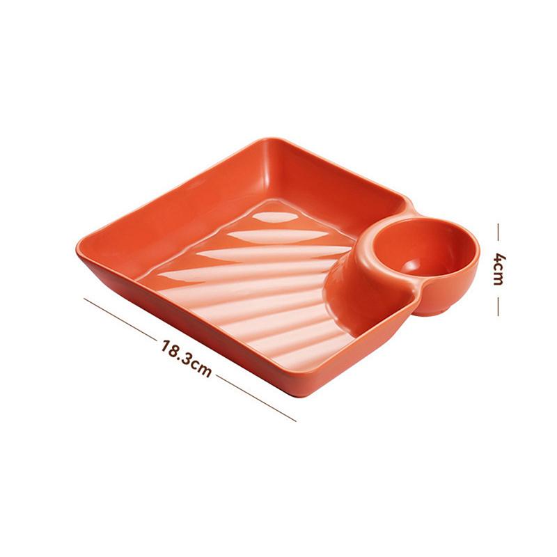 

Большая квадратная тарелка для пельменей с местом для уксуса, креативное раздельное блюдо для закусок оранжевый