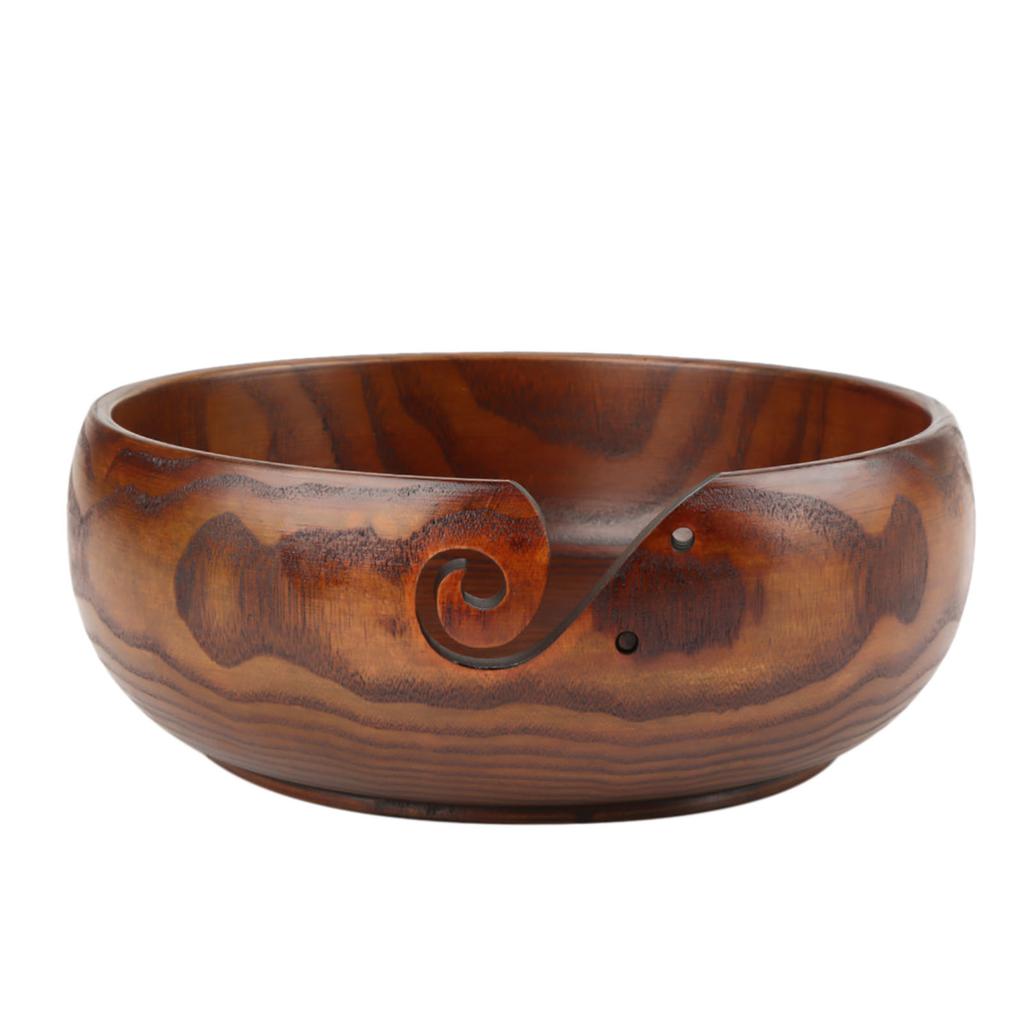 Natural Handmade Crafted Wooden Yarn Bowl for Knitting Crochet Home Decor (Medium Diameter)