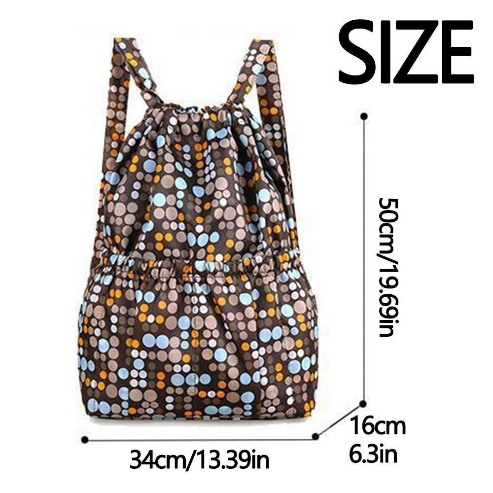 Versatile Floral Printed Drawstring Bag Waterproof Large Capacity Backpacks Sports Fold Portable Shopping Bag Teenage Girls