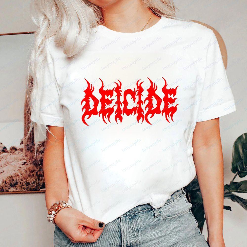 DEICIDE Retro Pirated Style Casual Trendy Versatile Shortsleeved Unisexs and WoUnisexs Universal Roundneck Tshirt