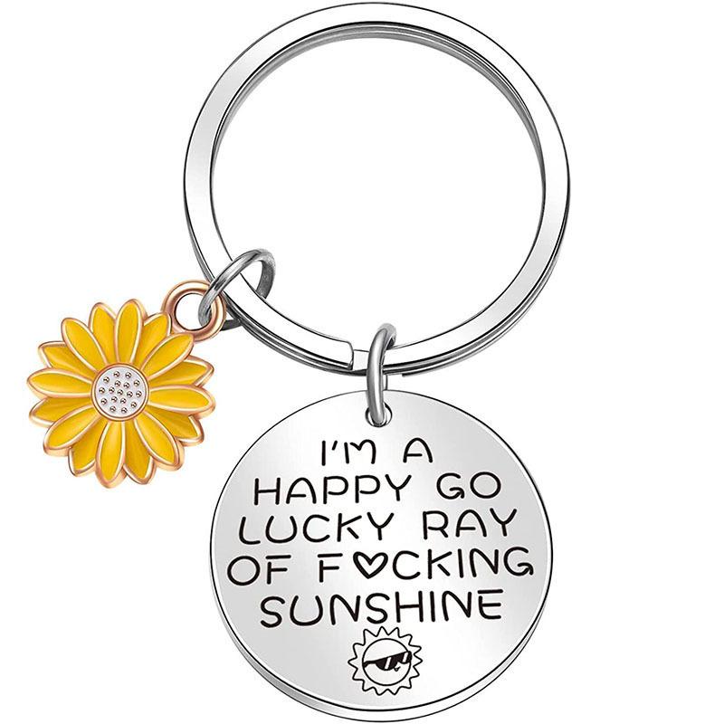 Versatile Stainless Steel Key Sunflower Accessory Keychain Send To Friends Thanksgiving Small Gift Laser In Stock Keychain for Backpack Bag Pendant