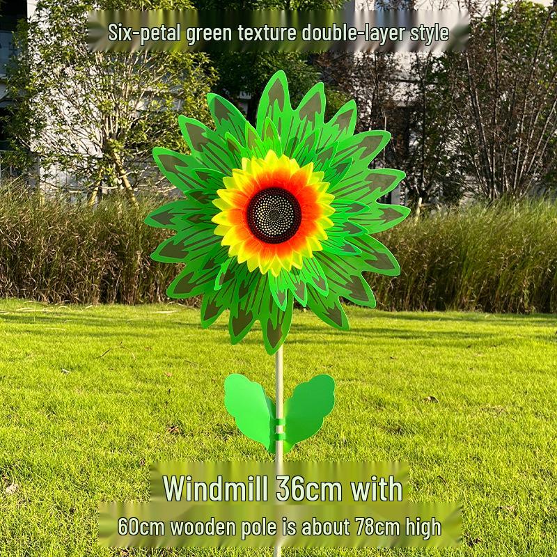 Colorful Sunflower Double-Layer Children's Handheld Pinwheel for Outdoor Decoration
