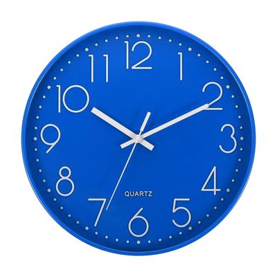 PATIKIL 30cm Wall Clock, Silent, No-Tick Round Wall Clock, for Office, Bedroom, Decorative Use, Blue