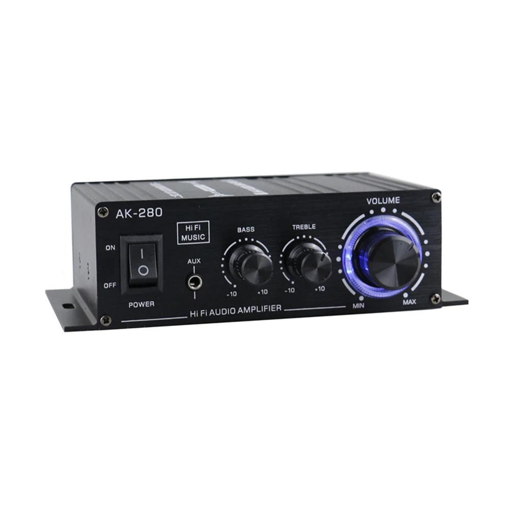 AK-280 Digital Amplifier 12V 40W+40W HIFI Digital Stereo Audio Amplifier 2 Channel Home Theater Support Treble Bass AUX Input