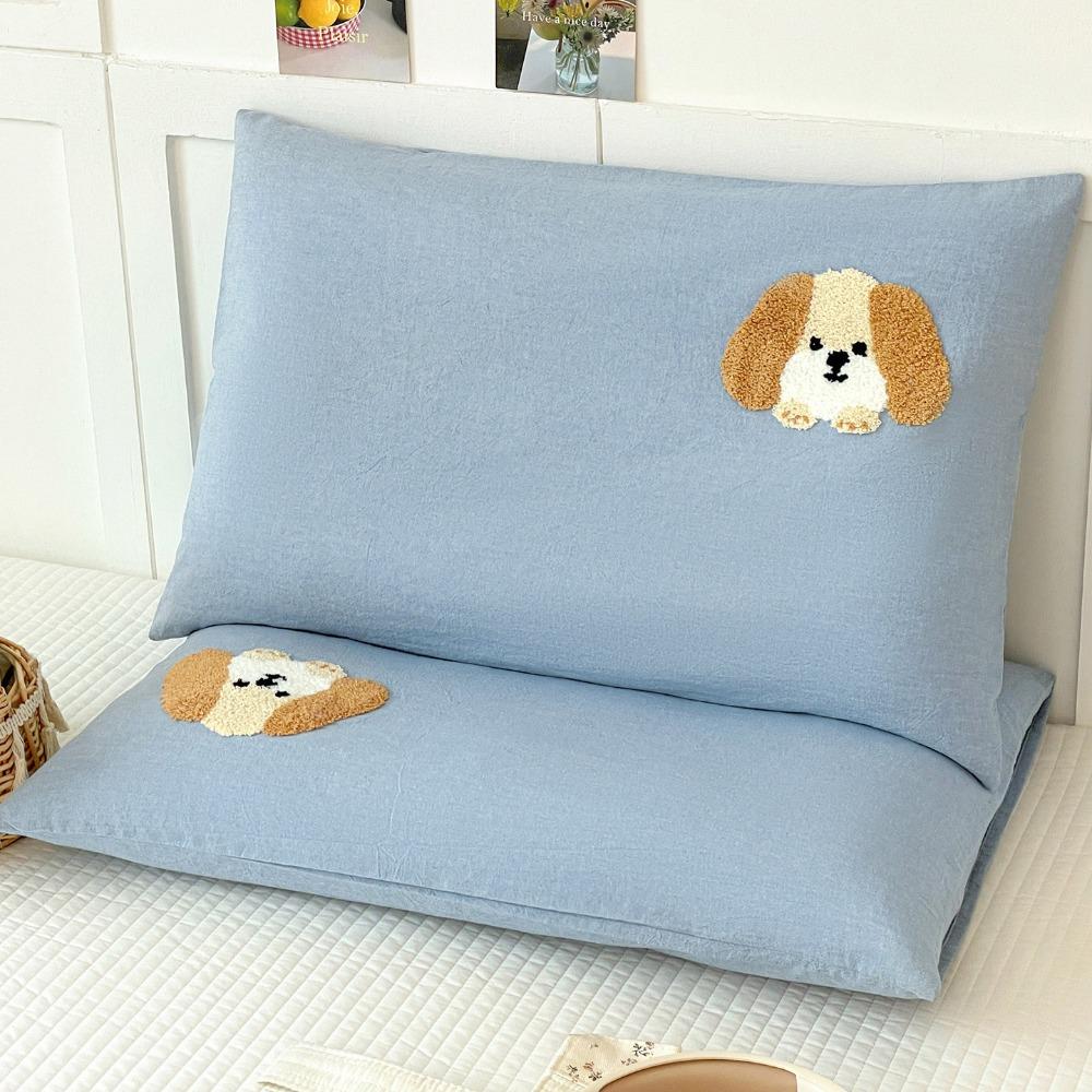 Breathable Single Pillowcase Pure Cotton Pillowslip Cartoon Dog Pattern Student Pillowcase Bedroom