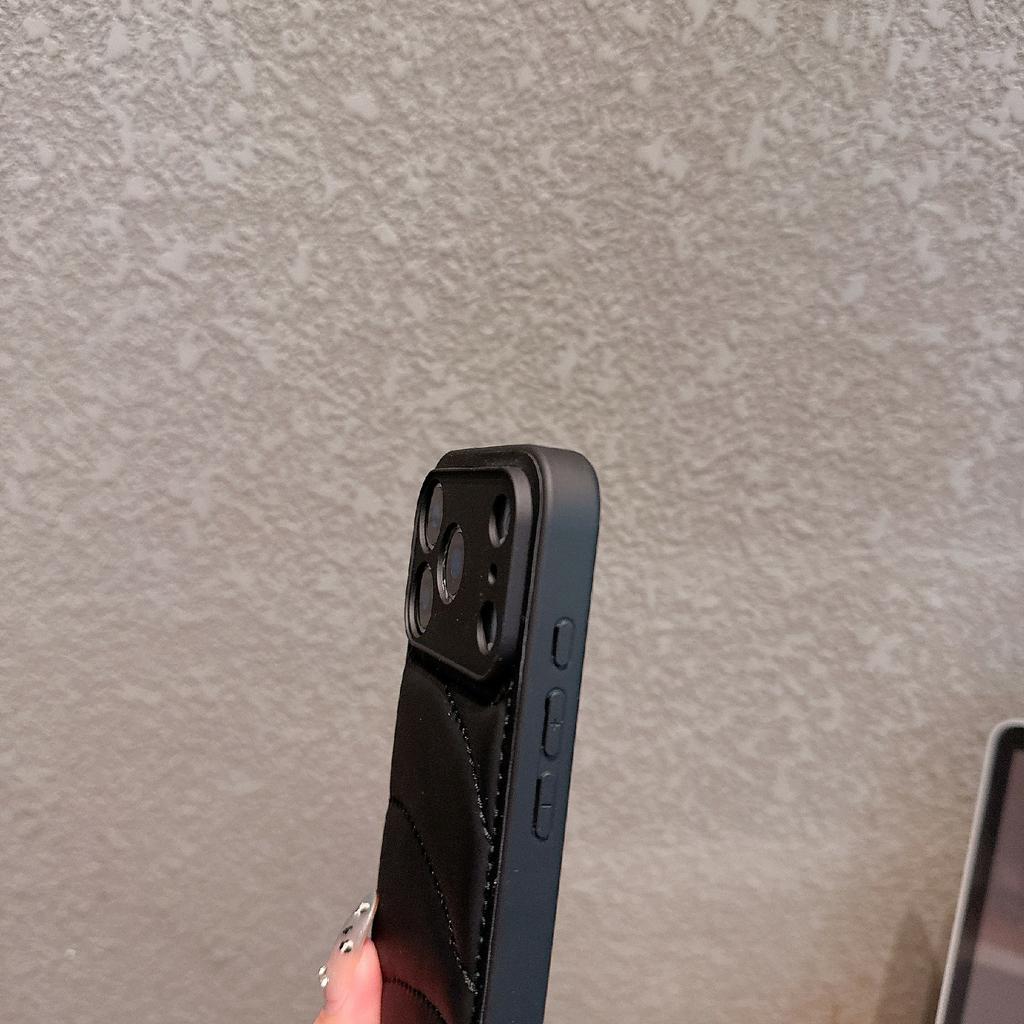 For iPhone 17 Pro Max Case Down Coat Design PU Leather Coated TPU Phone Back Cover