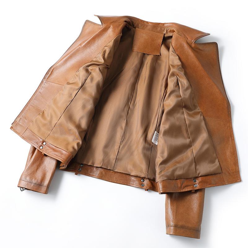 Spring and Autumn Genuine Leather Jacket Women's Sheepskin Motorcycle Suit Slim Short Small Leather Jacket Casual Jacket