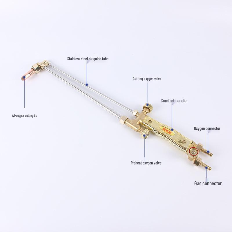 Industrial Grade All-Copper Stainless Steel Cutting Torch - No Backfire, Compatible with Oxygen, Acetylene, Propane.