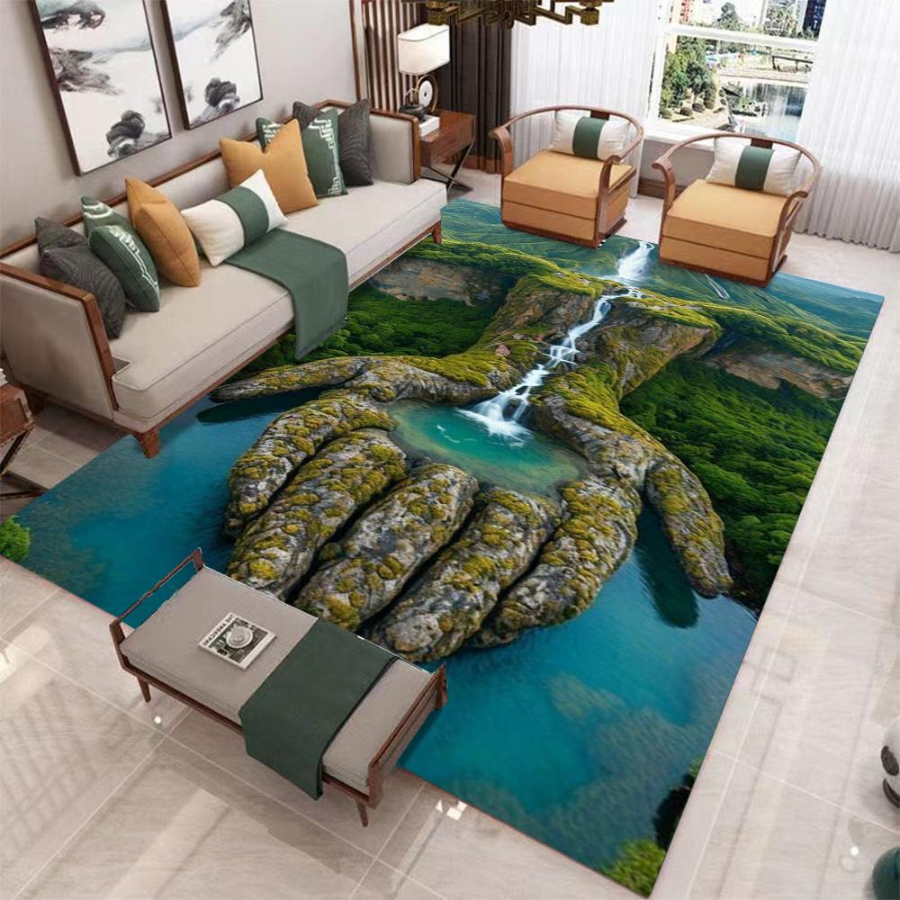 Landscape Mountain Lake Carpet Mat Rug 3D Effect Vibrant Natural Non-Slip Durable Home Decoration Living Room Bedroom Floor Mat