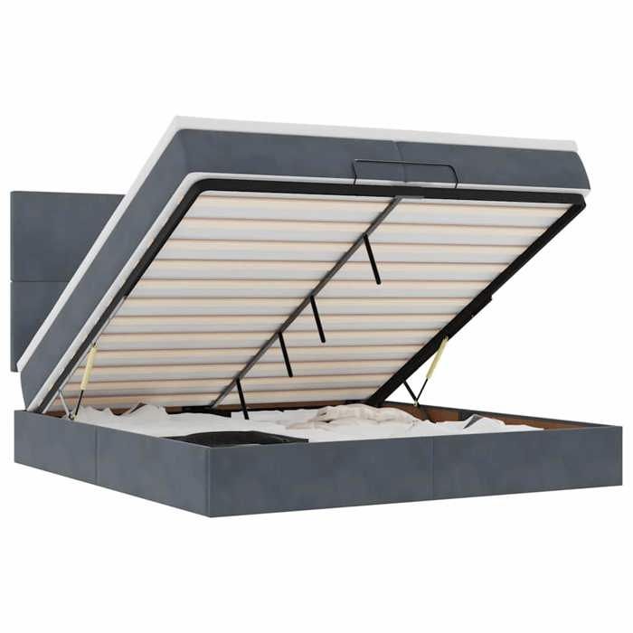 VidaXL Cadre de lit ottoman avec matelas gris foncé 200x200 cm velours 3314271
