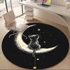 1pc Moon Cat Office Round Area Rug, Indoor Mat Suitable ForOffice, Under Office Chairs Bedroom Living Room Home Decor, Room Deco U49