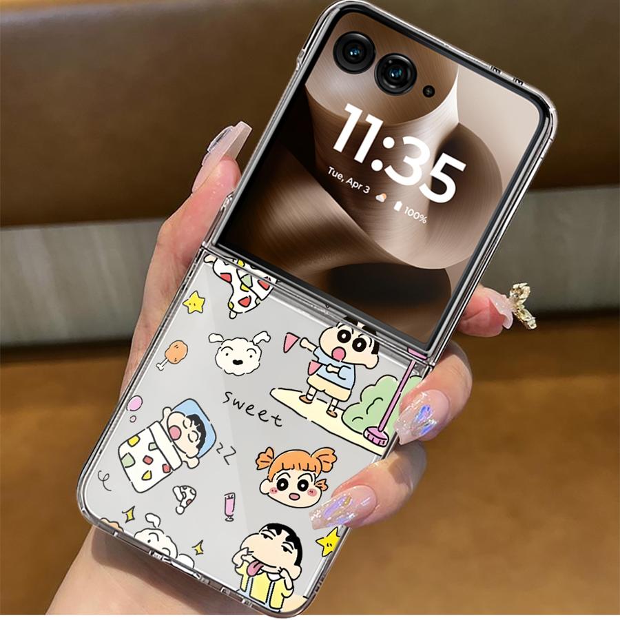 Soft Clear Phone Cover Luxury Funda Case for Motorola Razr 50Ultra 60 Ultra 50/60 50 Crayon Shin Chan Protagonist