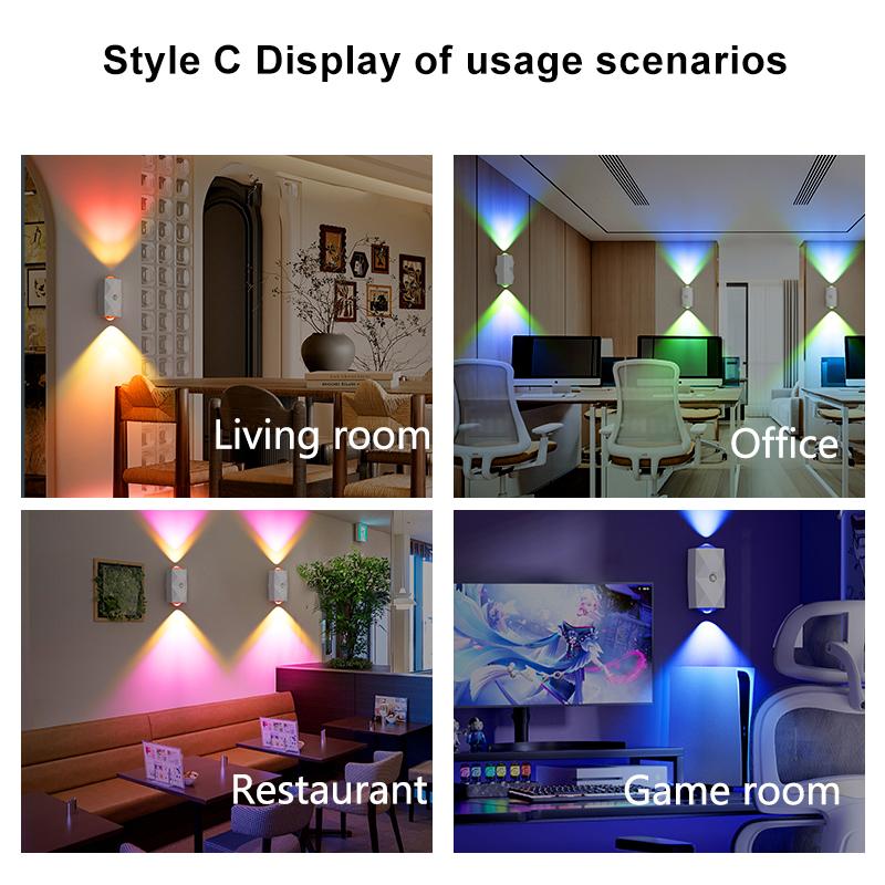 RGB Night Light LED Motion Sensor Wall Light Up and Down Lights Rechargeable Atmosphere Lights for Stair Porch Home Decorations