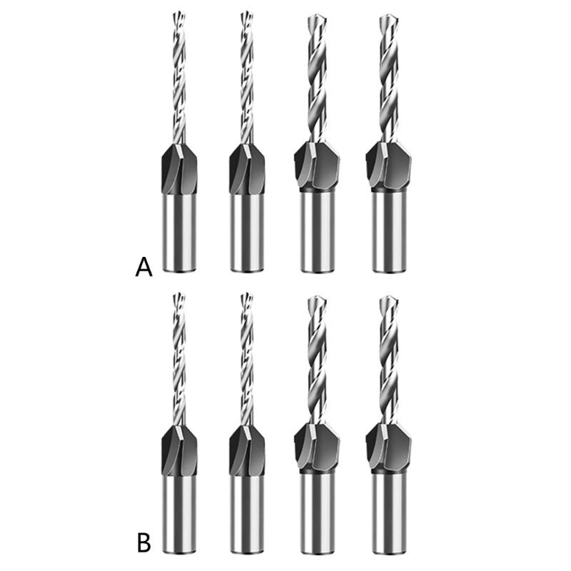 4 Piece 4 Flute Twist Countersink Drill Bits 1/4" Hexagonal Shank Set with Adjustable Depth Stop for Wood Plastic Drill