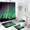 Digital Printing Shower Curtain Forest Moonlight Natural Scenery Map Bathroom Non-Slip Mat U-Shaped Mat And Shower Curtain Set