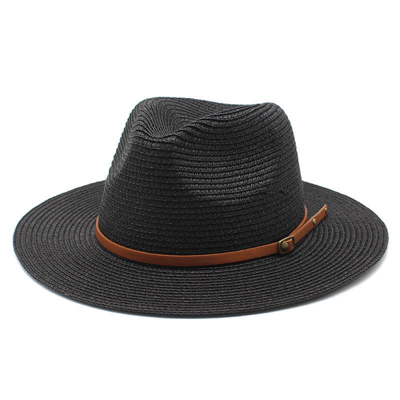 Hot Summer Sunscreen Outdoor Shade Panama Hat White Flat-brimmed Retro Jazz Top Hat Men's and Women's Hats