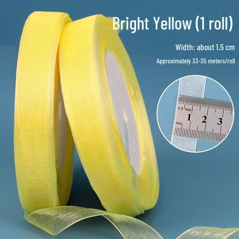 1.5cm Transparent Snow Yarn Ribbon for Gift Wrapping, DIY Crafts, Hair Accessories, and Chiffon Projects.