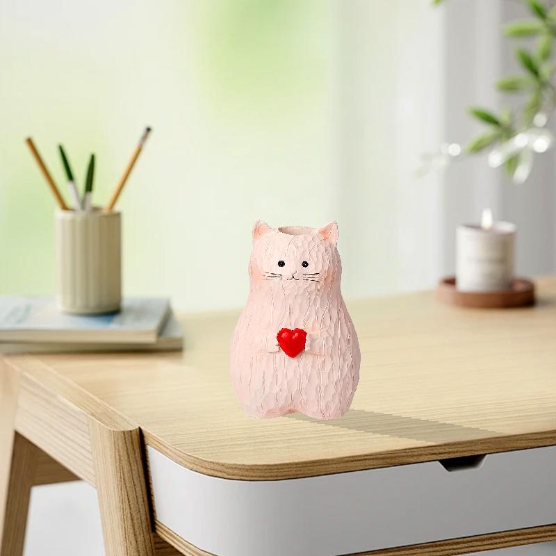 1PC Home Decor Funny Cat Shape Exquisite Ornaments Cat Lover Gifts Vase Small Sculpture Flower Pot Multifunctional 13x6x9cm