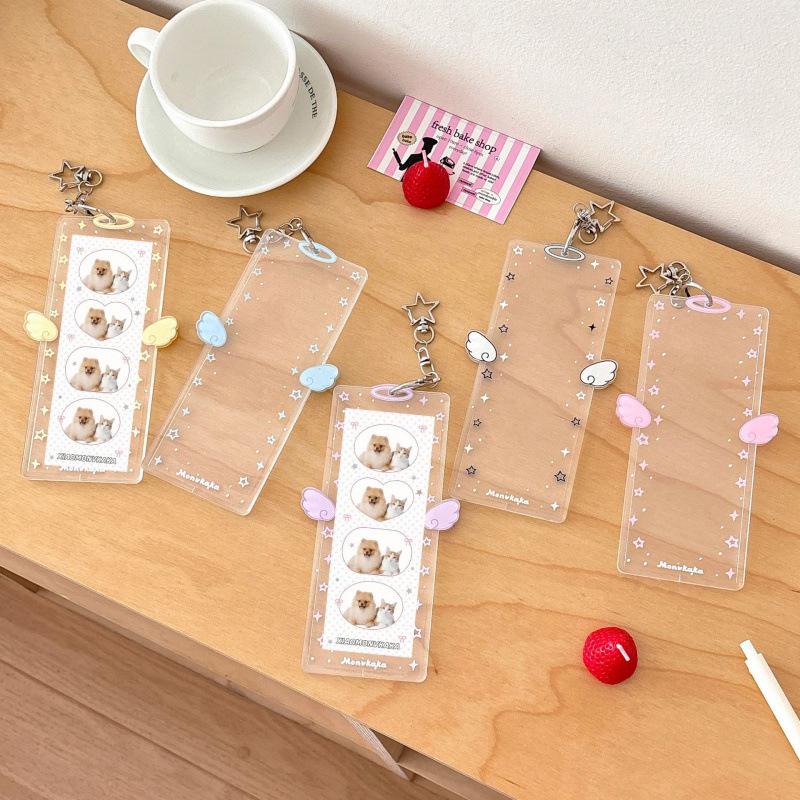 Photo Booth Album Portable Four Compartment Holder Angel Wings Frames Lightweight 2x6 Inch Photo Holder For Photo Strips Gifts