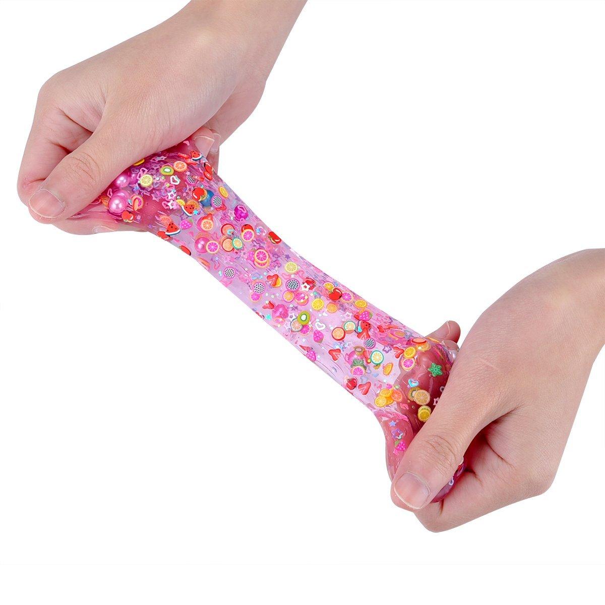 Kvvdi - 4 упаковки разноцветных жемчужно-кристаллических слизей с фруктами — фото 3