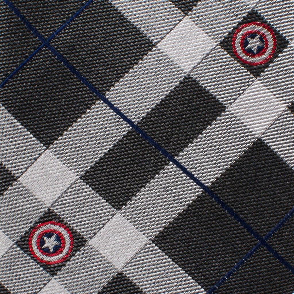 Marvel Captain America Gray Plaid Tie [Cufflinks] mv-capld-gry-tr
