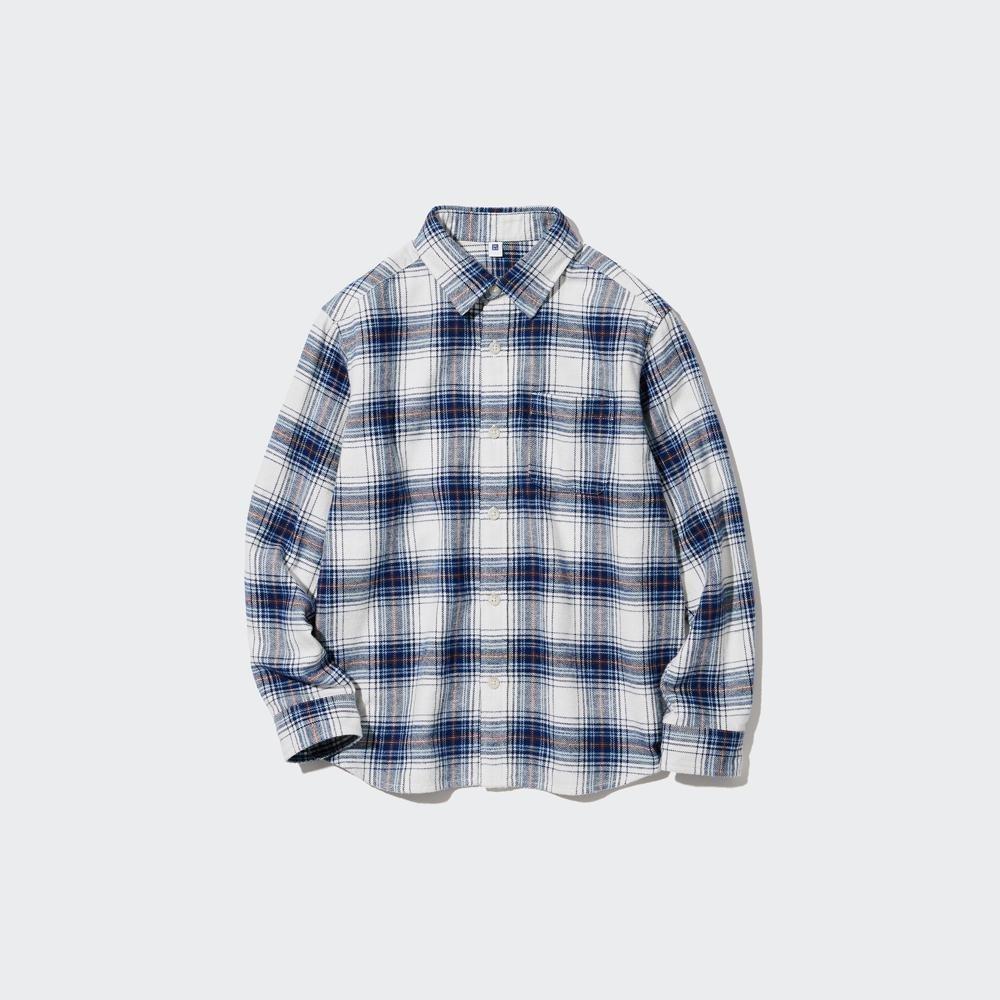 

UNIQLO KIDS Фланелевая рубашка в клетку с длинным рукавом А