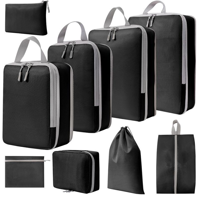 Compressed travel storage bag nine piece set for business travel clothing classification organization storage toiletries bag set