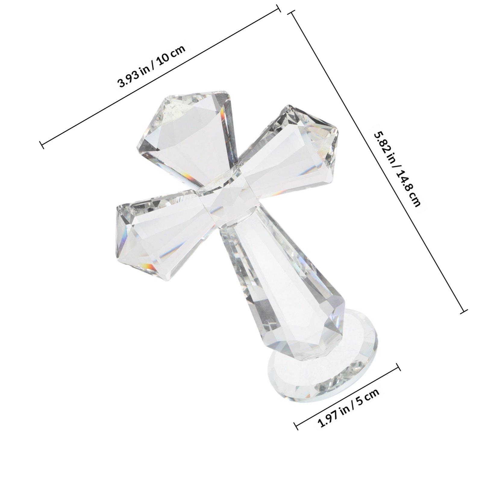 Sparkling Crystal Cross Prayer Statue for Faith Reflection Christian Religious Decor Home Office Desk Shelf Tabletop Sacred прозрачный