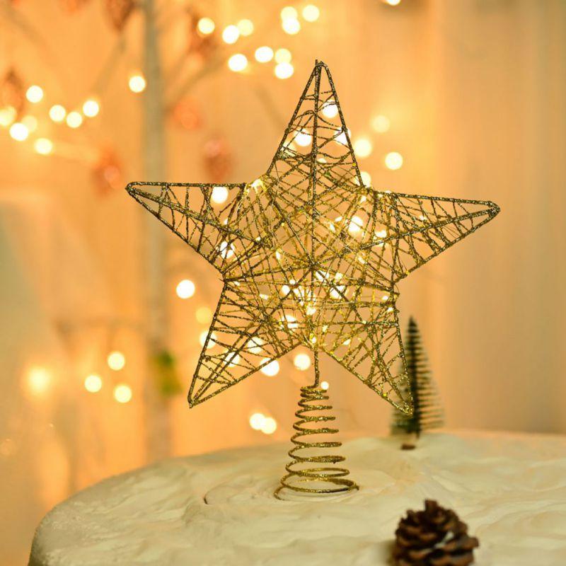 Christmas Tree Top Ornament Stars LED Luminous Stars Holiday Party Decoration