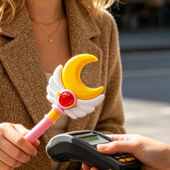 3D Printed Credit Card Wand, Contactless Payment Wand, Tap-to-Pay Credit Card Wand with Hidden Card Slot for Kids Self-Checkout Fun Gift