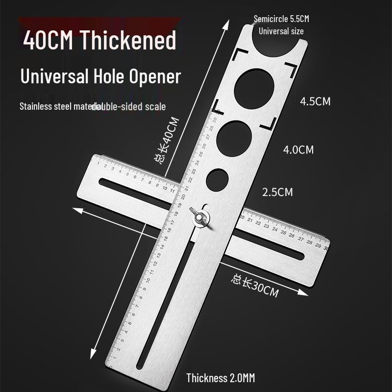 Adjustable Multifunction Tile Hole Locator and Ruler Tool