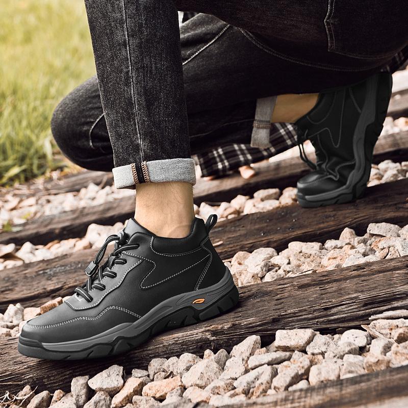 Men Winter Plush Snow Flats Genuine Leather Mens Breathable Sneakers High Quality Men Casual Driving Shoes Men's Vulcanize Shoes