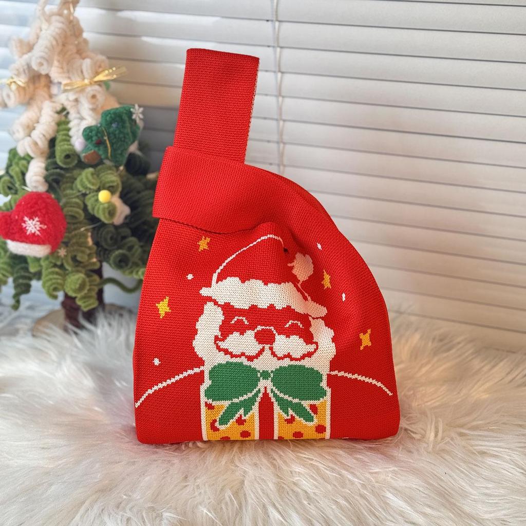 Holiday Gift Bag & Box for Christmas and Party Favors: Knitted Bag & Apple Candy Bag