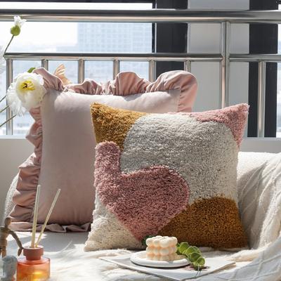Ins Nordic Velvet Ruffle Pillow Case Living Room Sofa Cushion Pink Bedside Cushion Cushion Pillow